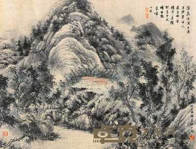 查士标 山水 立轴 66×61cm